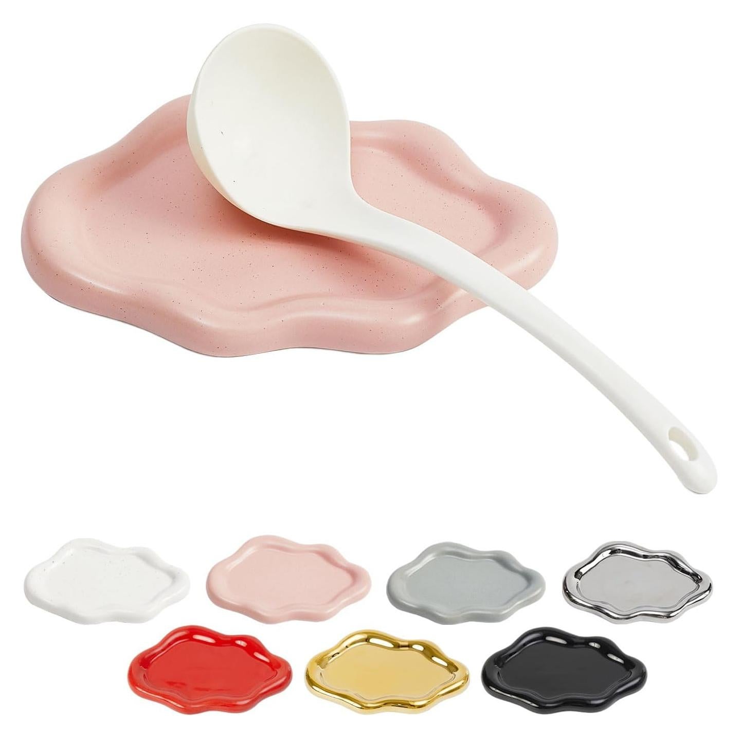 Soporte de Cuchara de Cerámica Bonito y Alegre Rosa 19.5 cm