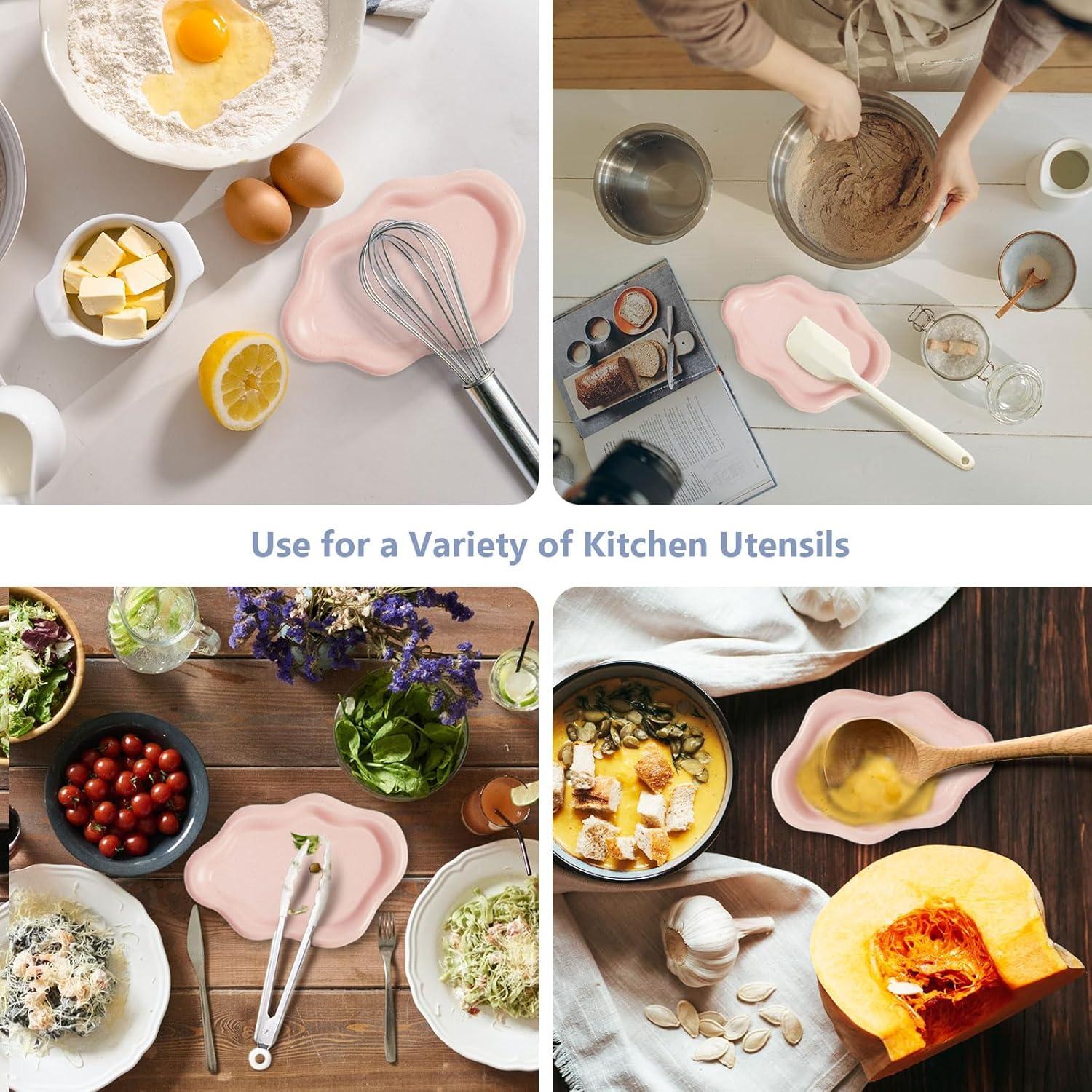 Soporte de Cuchara de Cerámica Bonito y Alegre Rosa 19.5 cm