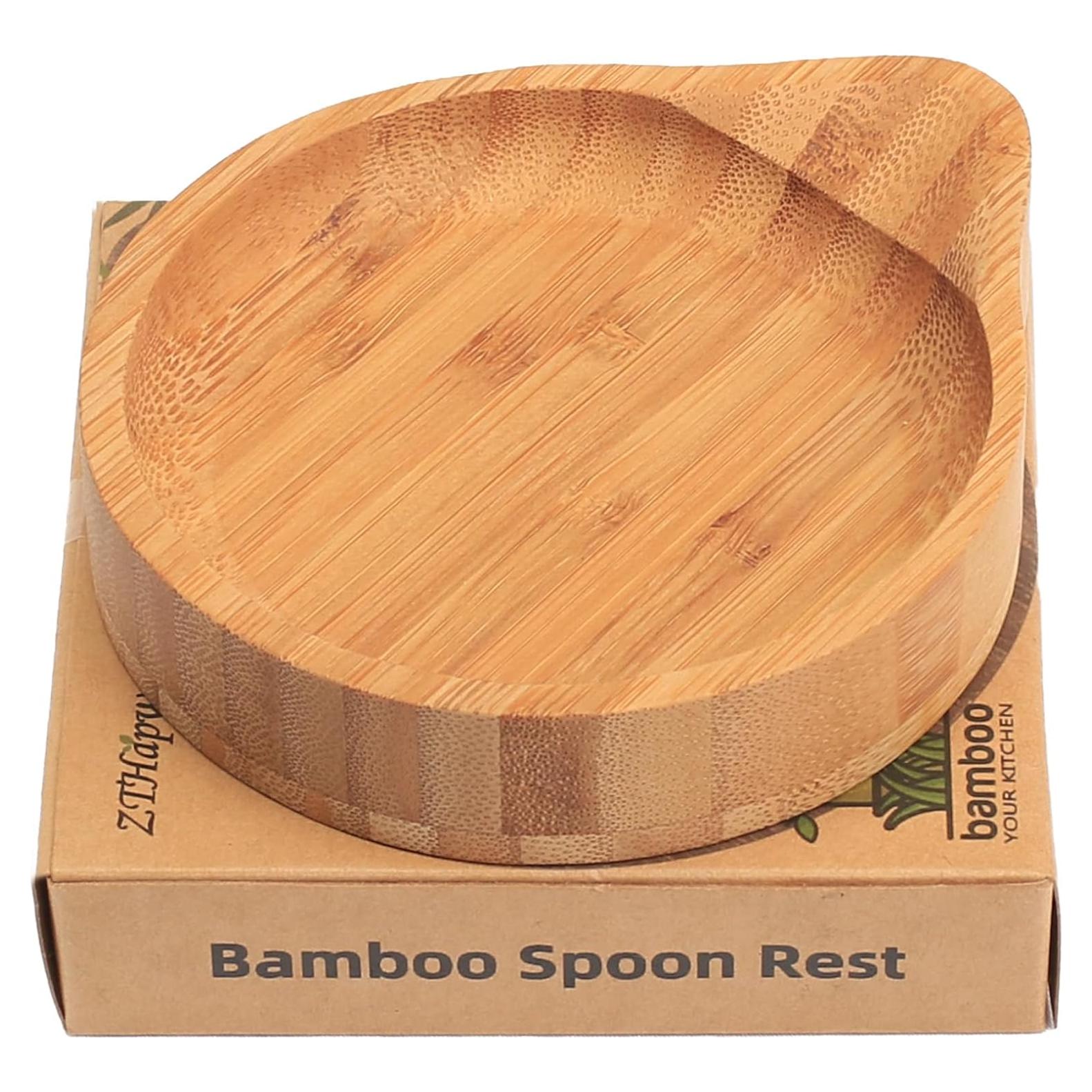 Soporte Redondo para Cucharas ZTHapwa de Bambú 11.4 cm