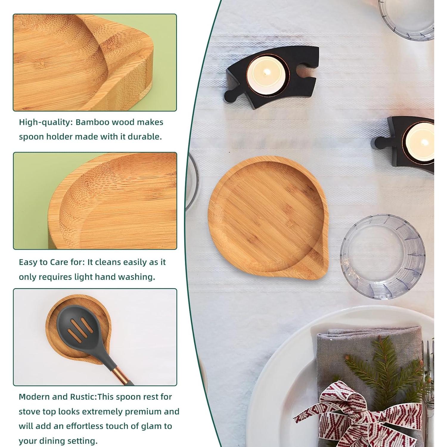 Soporte Redondo para Cucharas ZTHapwa de Bambú 11.4 cm