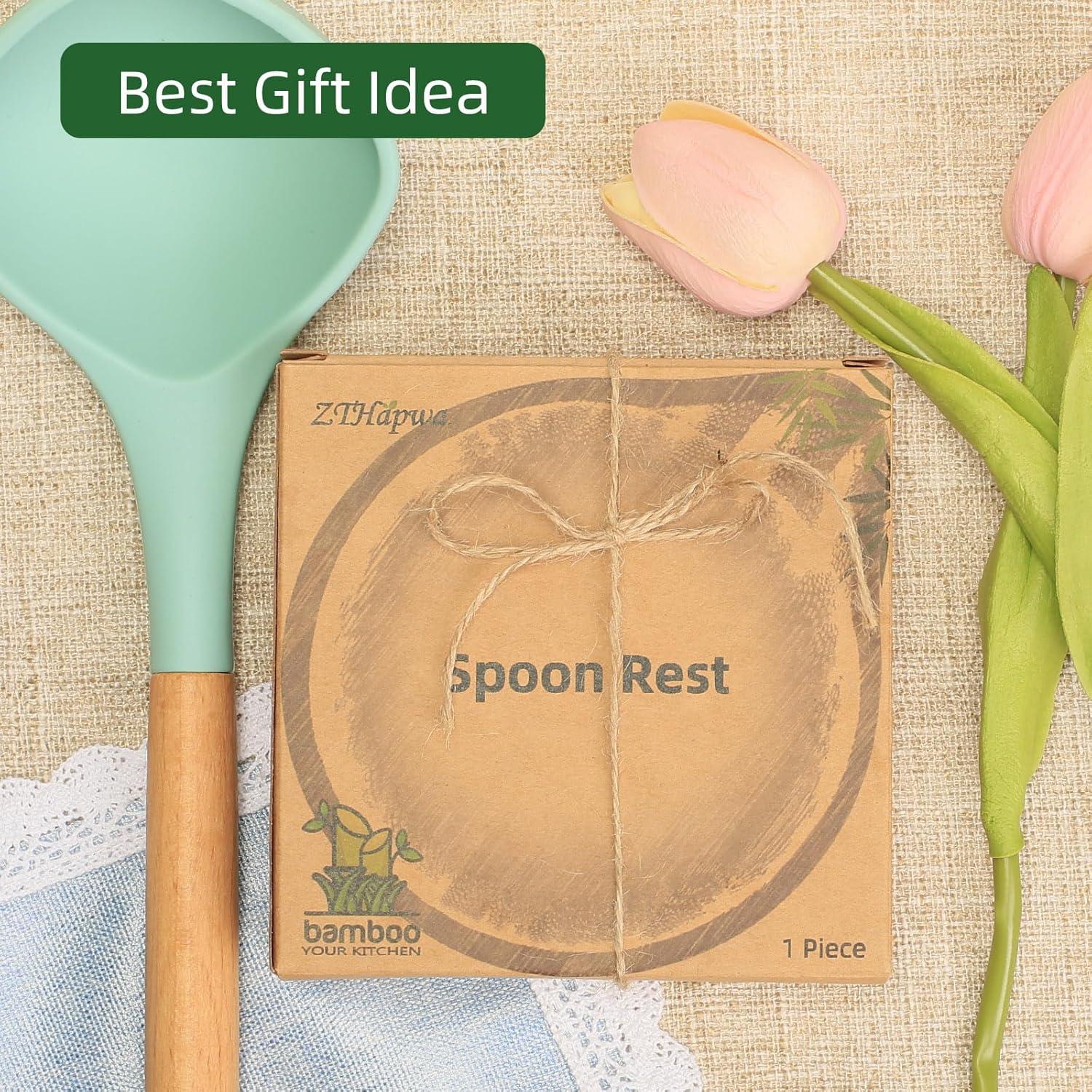 Soporte Redondo para Cucharas ZTHapwa de Bambú 11.4 cm