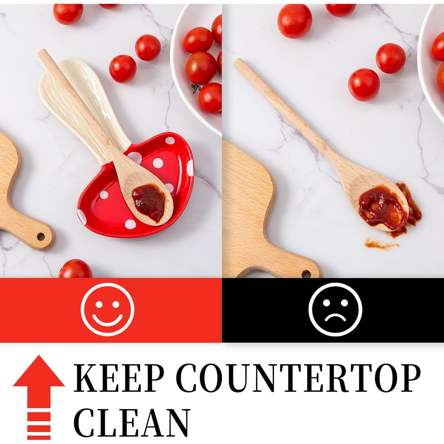 Soporte para cuchara de hongo rojo YumiPLUS - Cerámica 20.1x12.7 cm