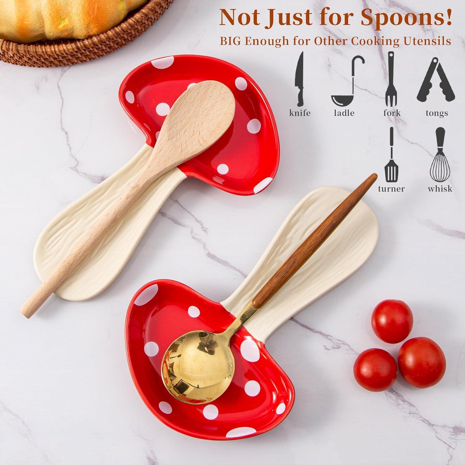 Soporte para cuchara de hongo rojo YumiPLUS - Cerámica 20.1x12.7 cm