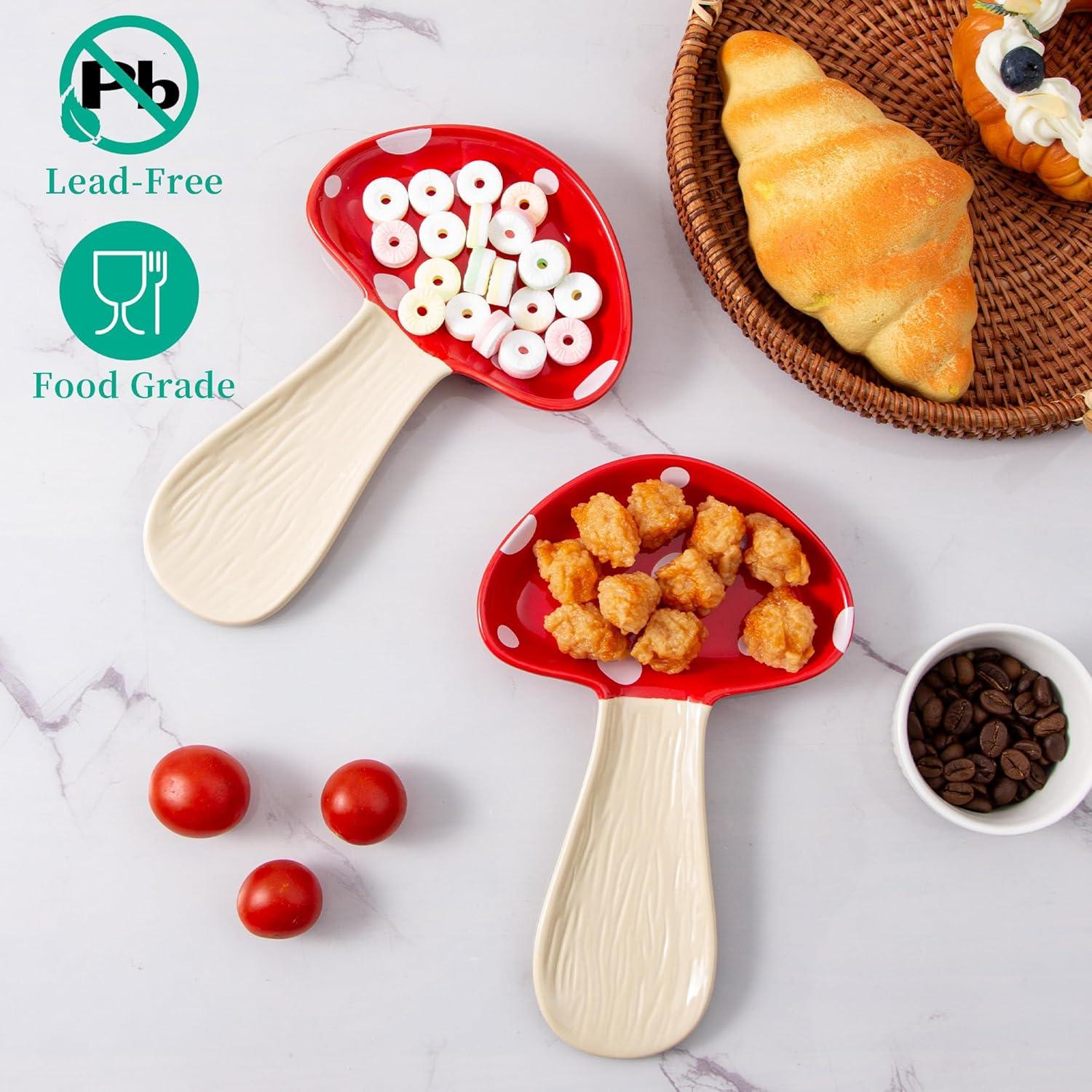 Soporte para cuchara de hongo rojo YumiPLUS - Cerámica 20.1x12.7 cm