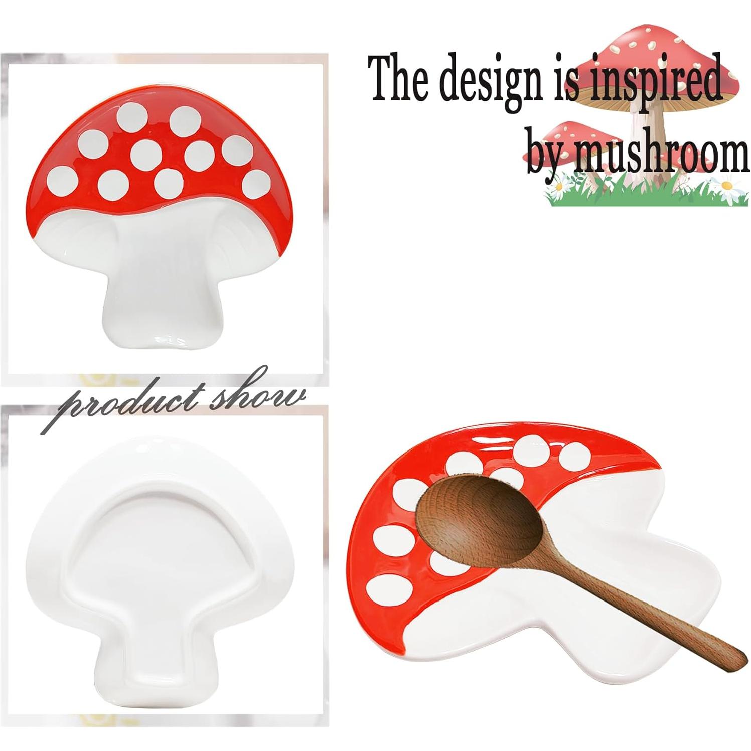 Soporte para cuchara de cerámica MaoYaMao hongo rojo 14.7 cm