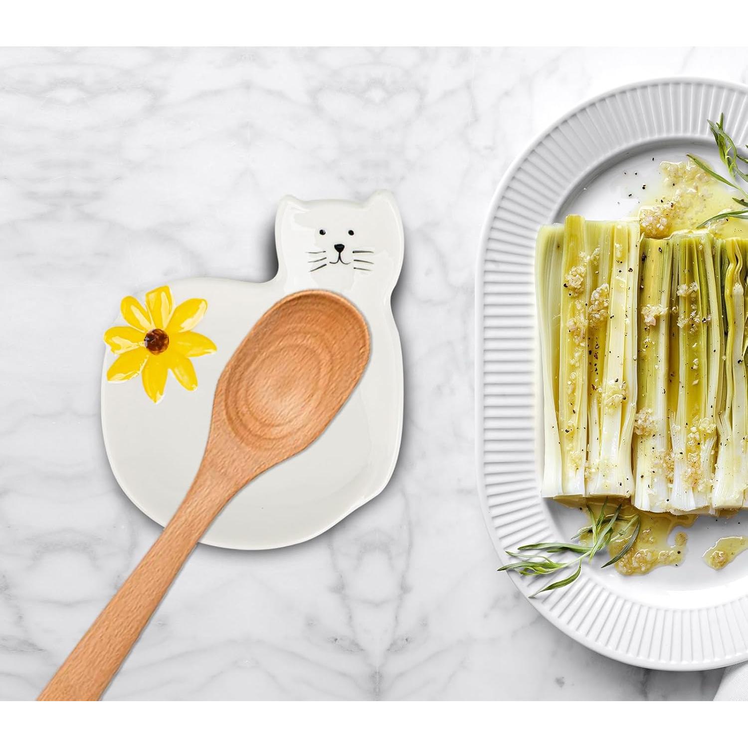 Soporte para cuchara de cerámica gato Daqainfu 17.5x15.7cm