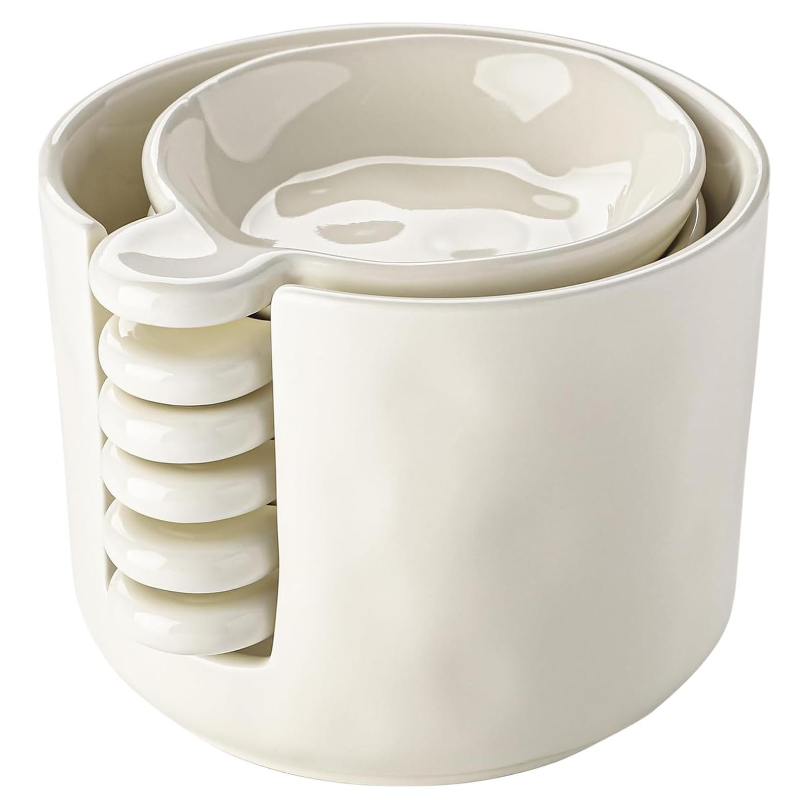 Juego de Soporte de Cuchara Cerámica Crsiller 6 Piezas Crema Amarillo