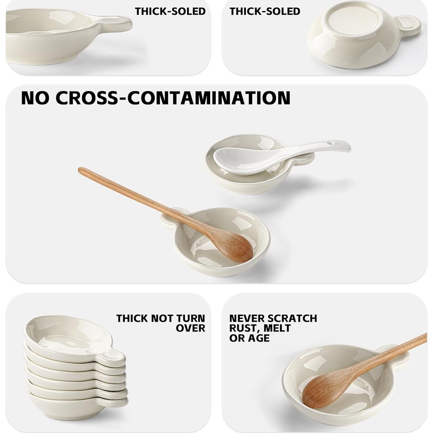 Juego de Soporte de Cuchara Cerámica Crsiller 6 Piezas Crema Amarillo