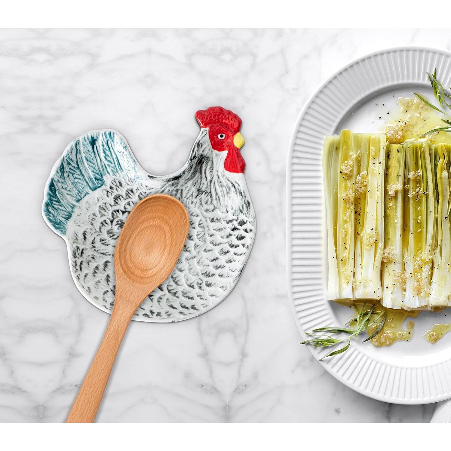 Soporte para cuchara de cerámica gallo colorido Meitao