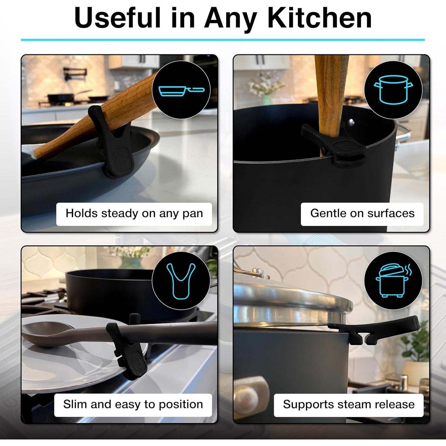 Soporte para Cuchara de Silicona Blue Bosti 2PK Negro