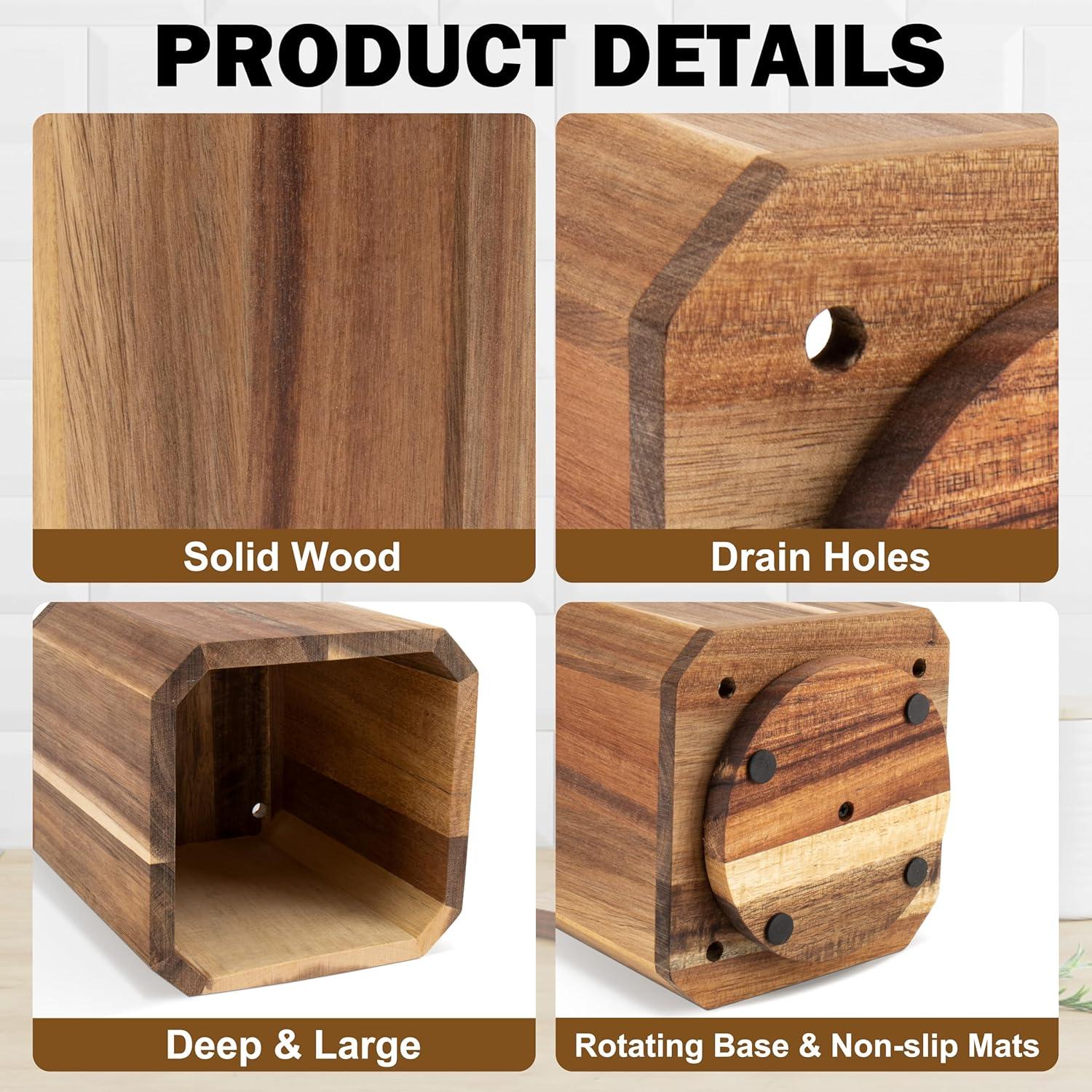 Soporte de Utensilios de Cocina RedCall de Madera de Acacia 360°