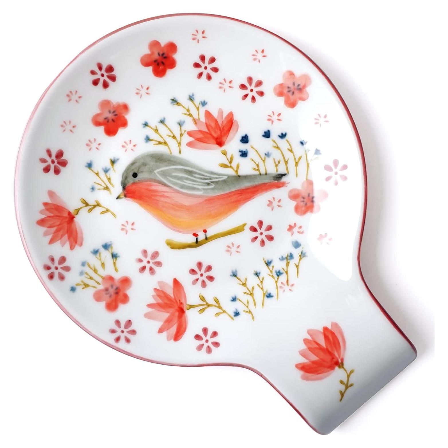 Reposap cucharas cerámica Magclay pájaro rojo 13.97 cm