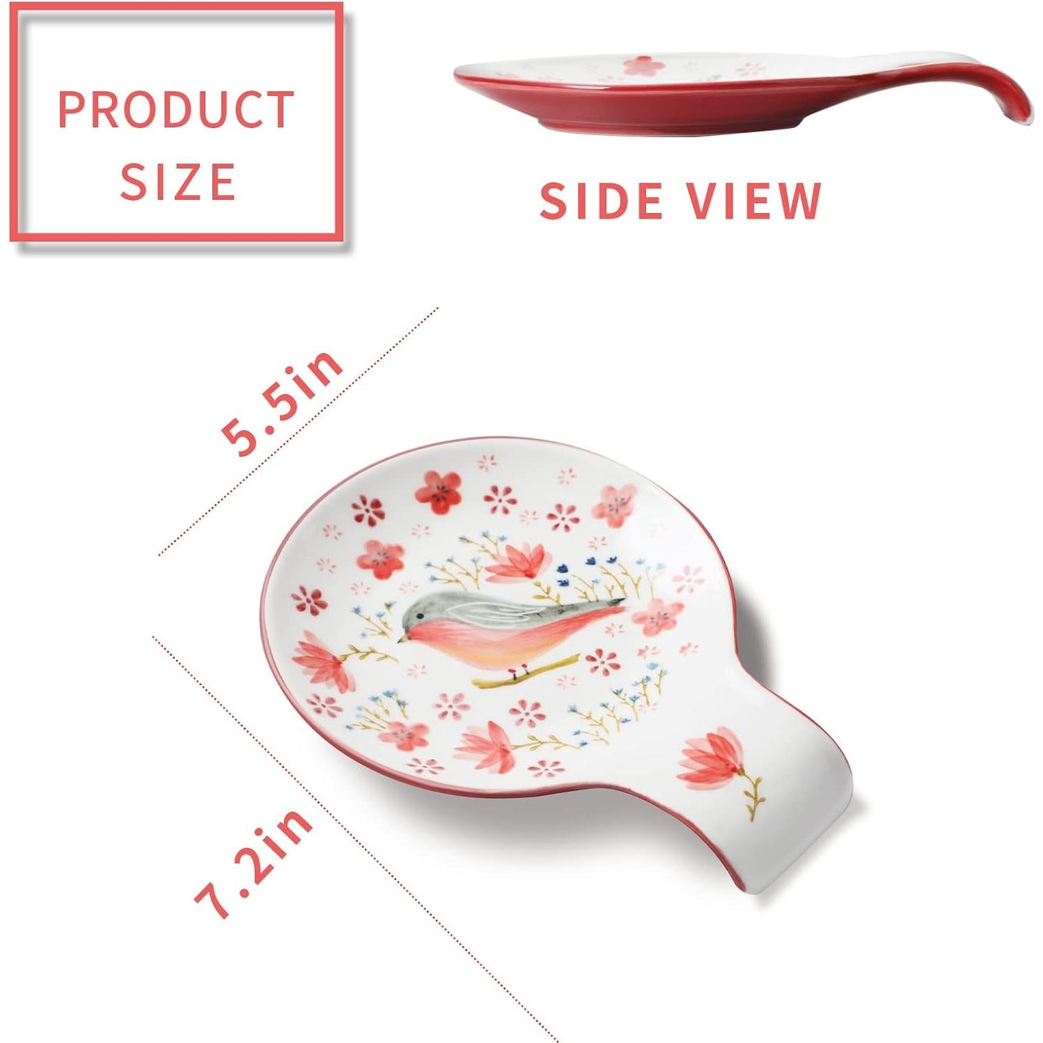 Reposap cucharas cerámica Magclay pájaro rojo 13.97 cm