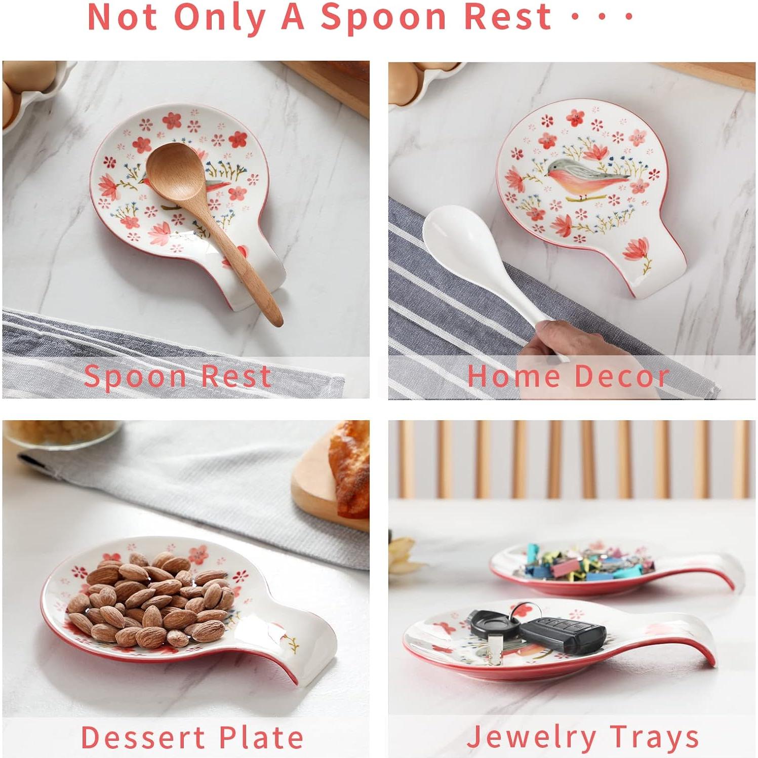 Reposap cucharas cerámica Magclay pájaro rojo 13.97 cm