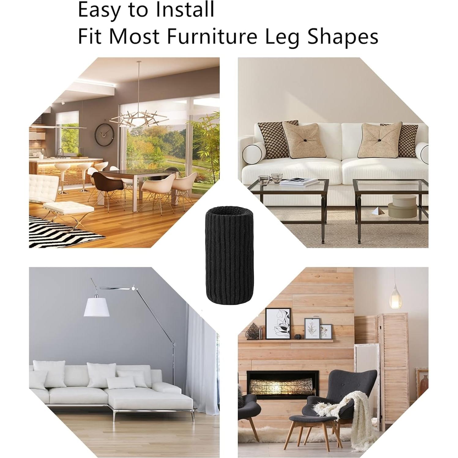 24 Calcetines Protectores para Patas de Muebles BLENDNEW - Negros