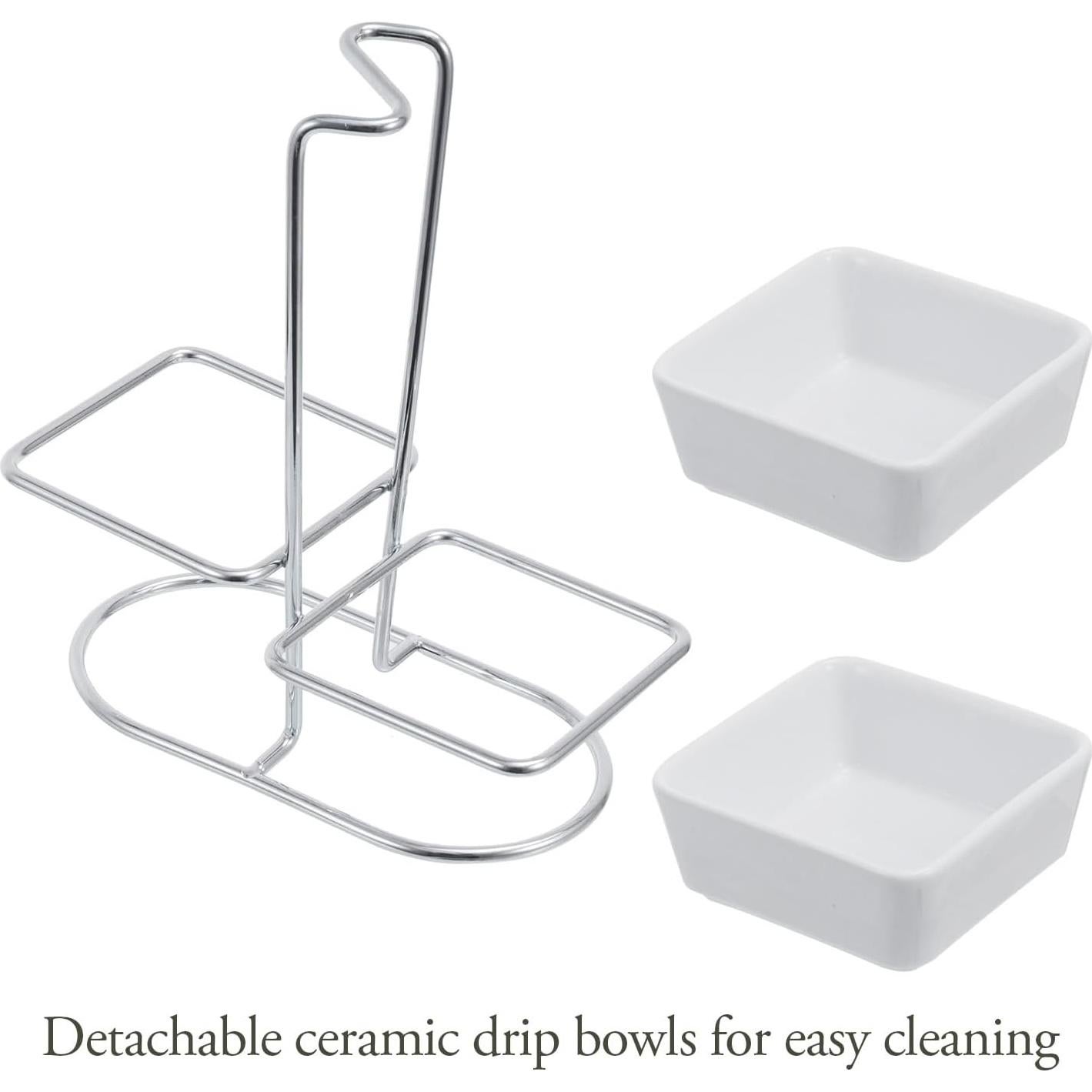 Soporte para Cuchara MyGift con 2 Platos Cerámica y Metal