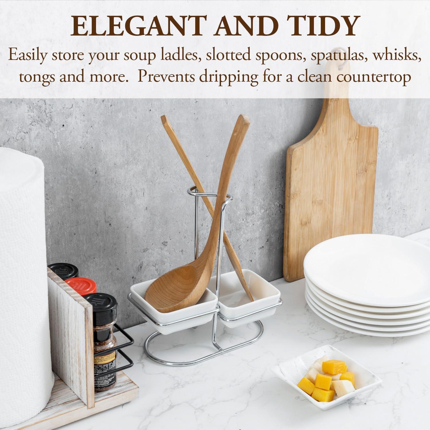 Soporte para Cuchara MyGift con 2 Platos Cerámica y Metal