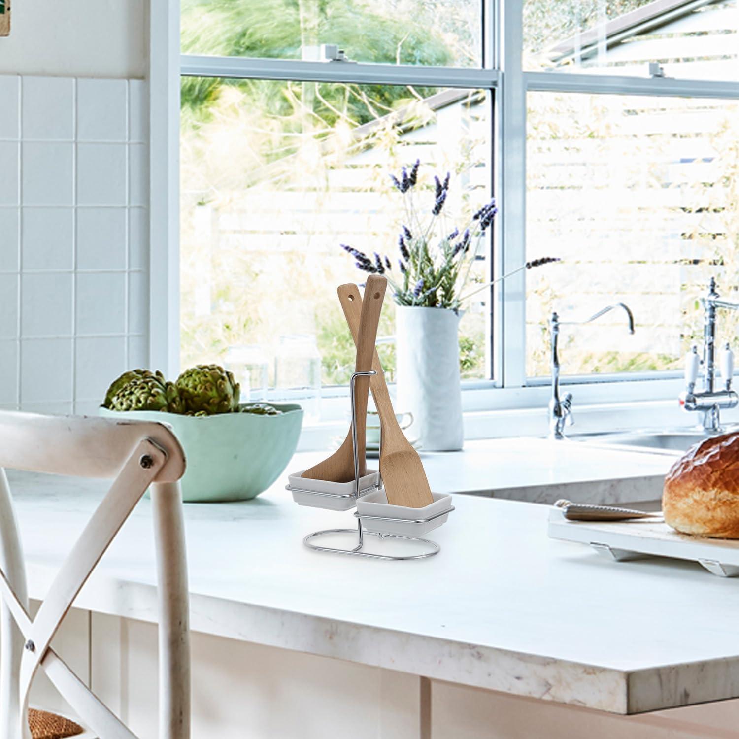 Soporte para Cuchara MyGift con 2 Platos Cerámica y Metal