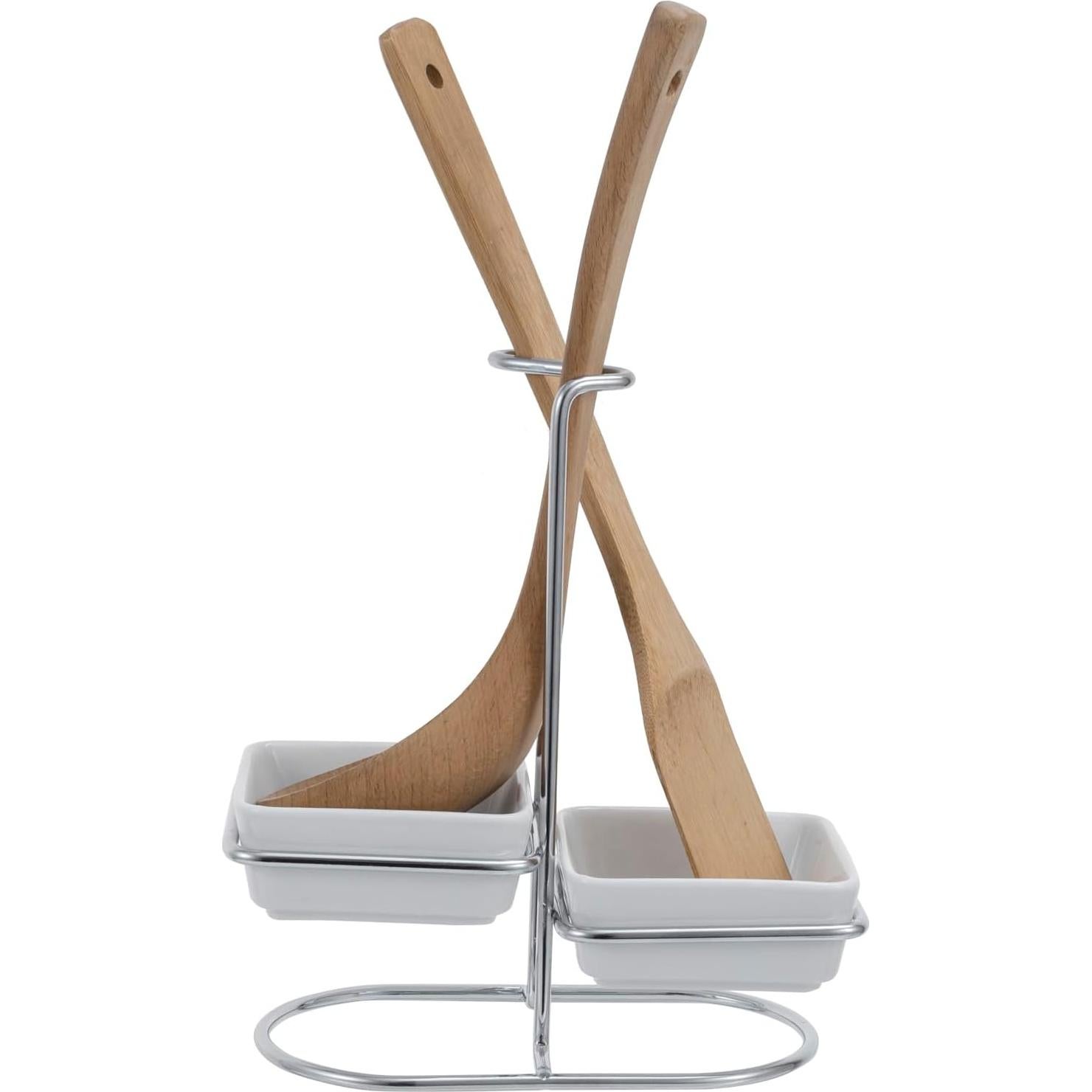 Soporte para Cuchara MyGift con 2 Platos Cerámica y Metal