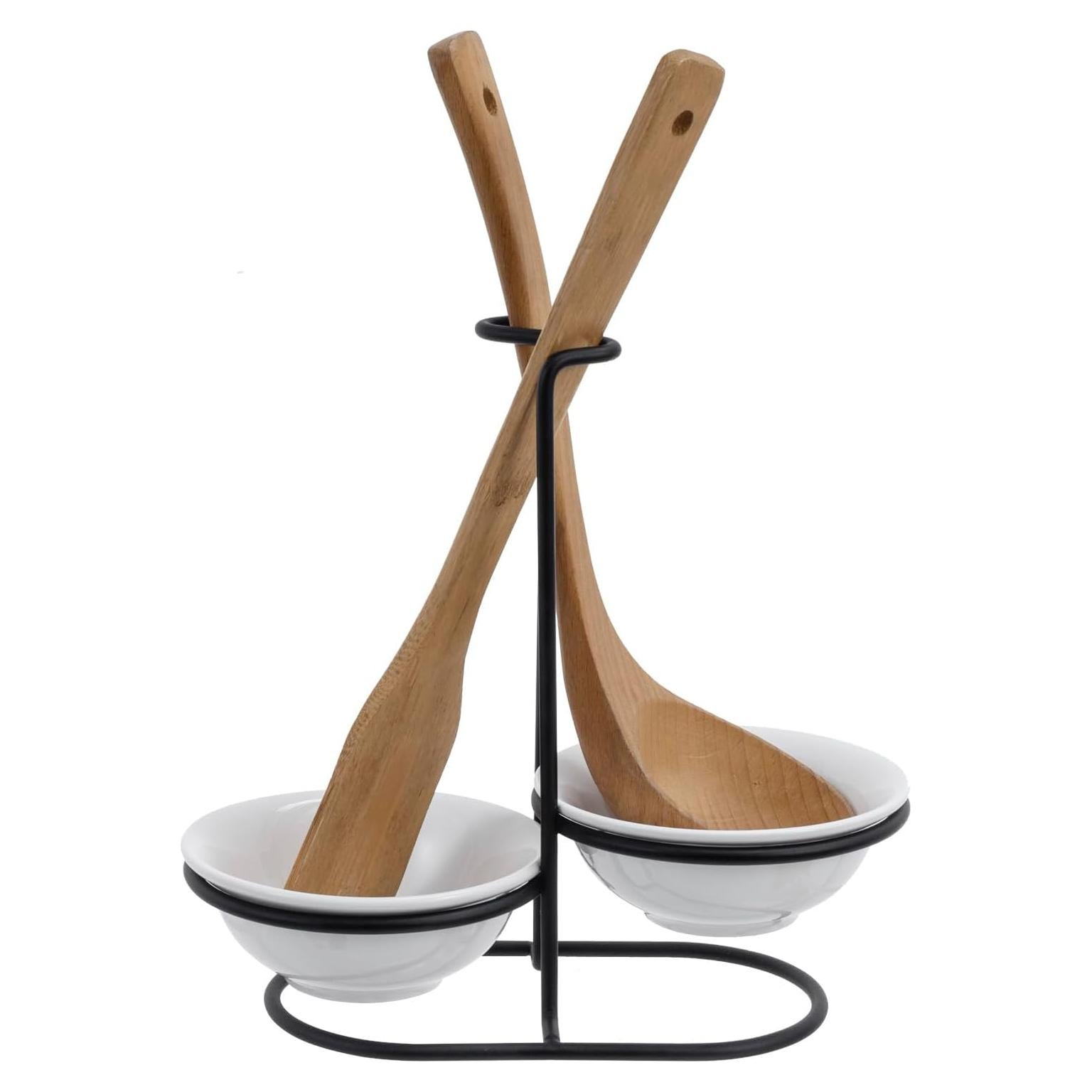 Soporte de Cuchara Vertical MyGift con 2 Platos Cerámicos