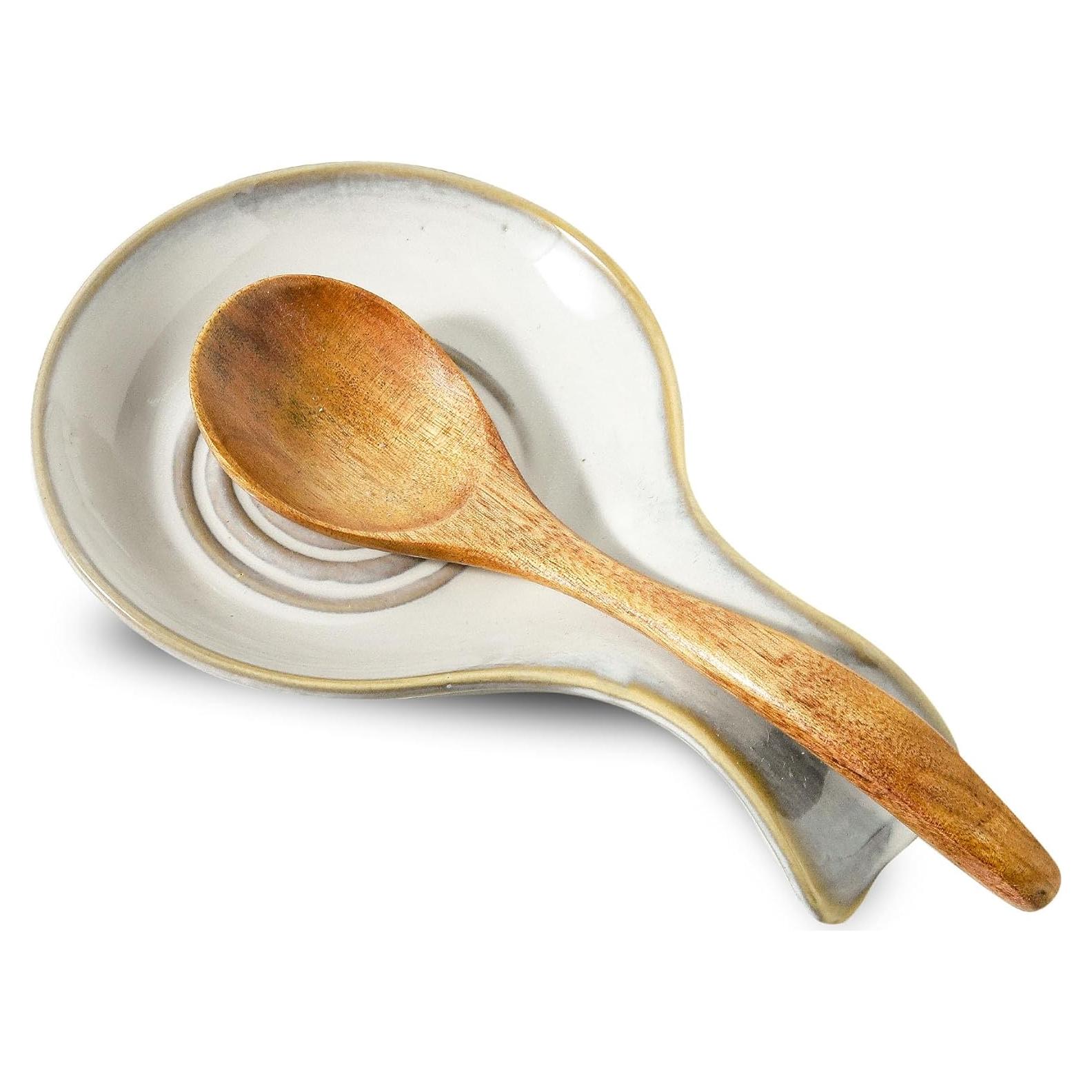 Soporte para cucharas de cerámica Seyatoo blanco 19.3x12.7 cm