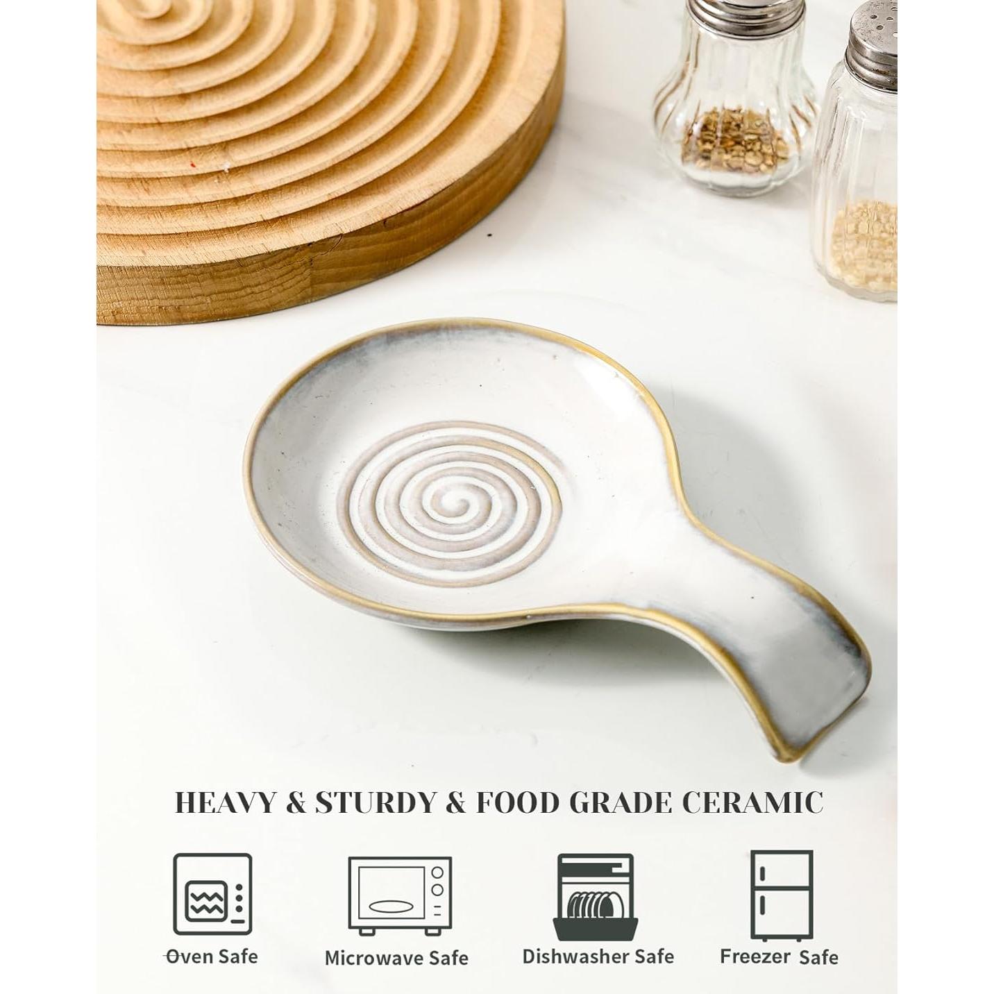 Soporte para cucharas de cerámica Seyatoo blanco 19.3x12.7 cm