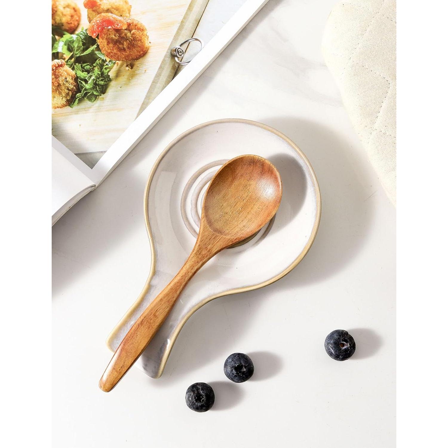 Soporte para cucharas de cerámica Seyatoo blanco 19.3x12.7 cm