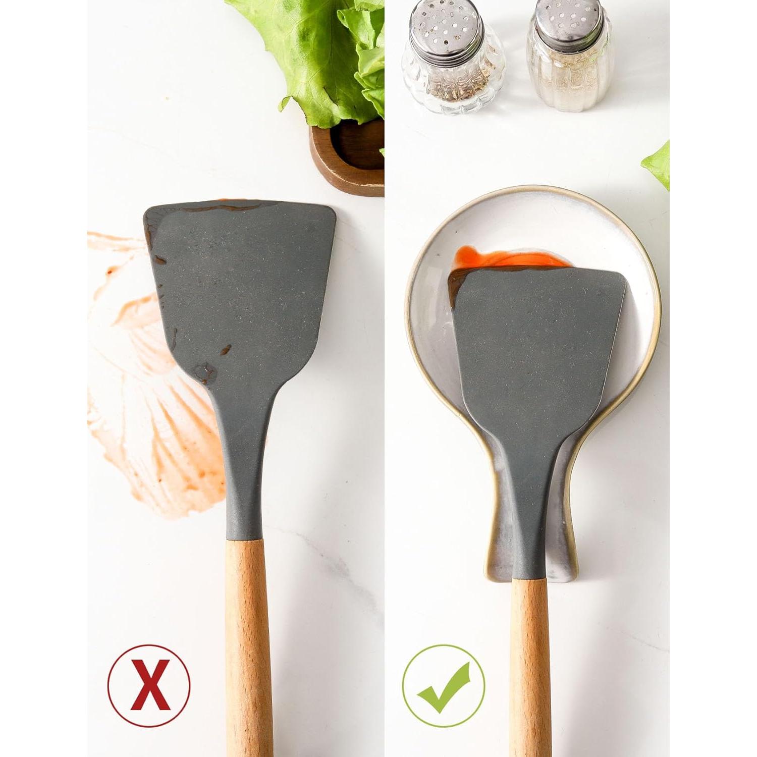 Soporte para cucharas de cerámica Seyatoo blanco 19.3x12.7 cm