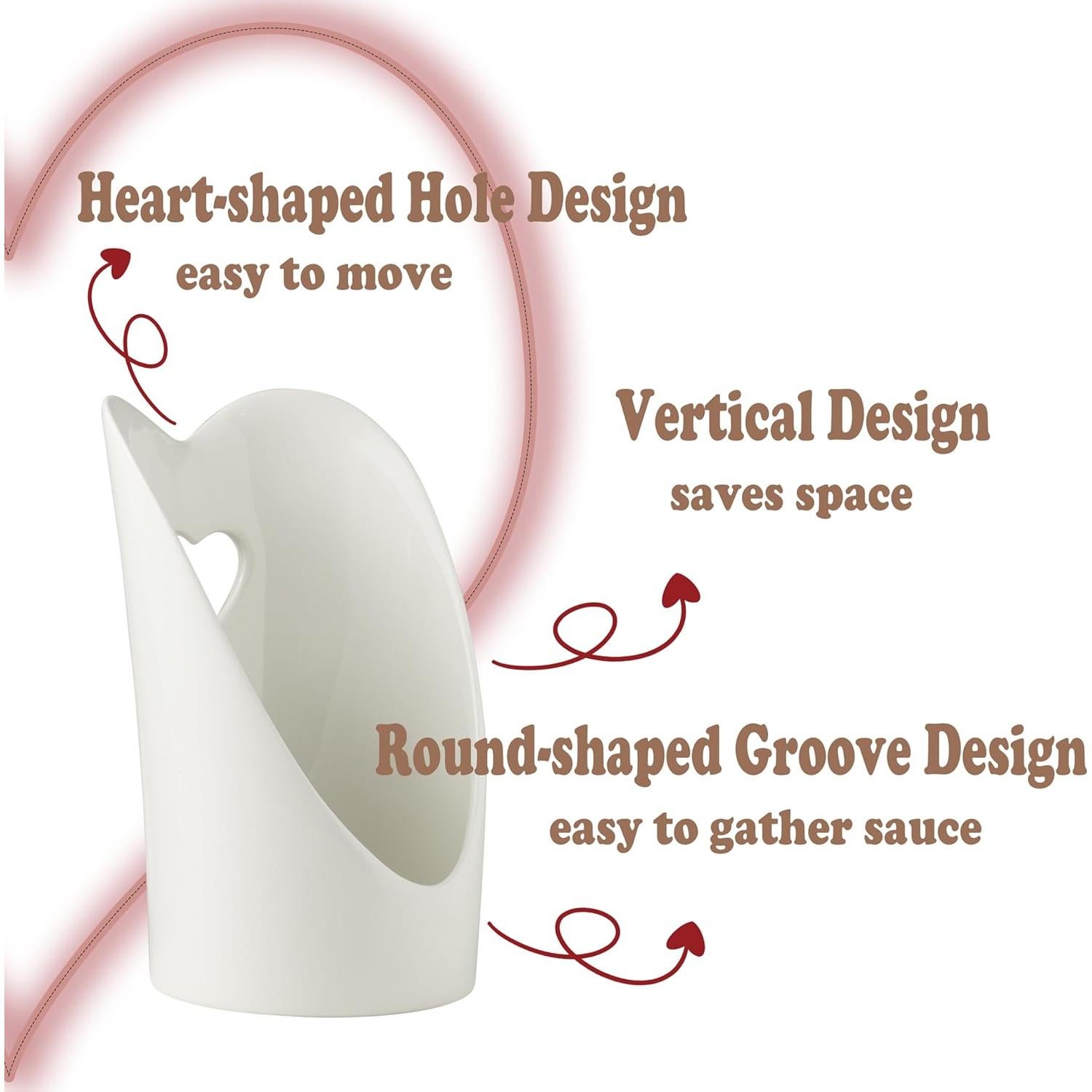 Soporte de Cuchara Vertical Gomakren Corazón Blanco 26.2 cm