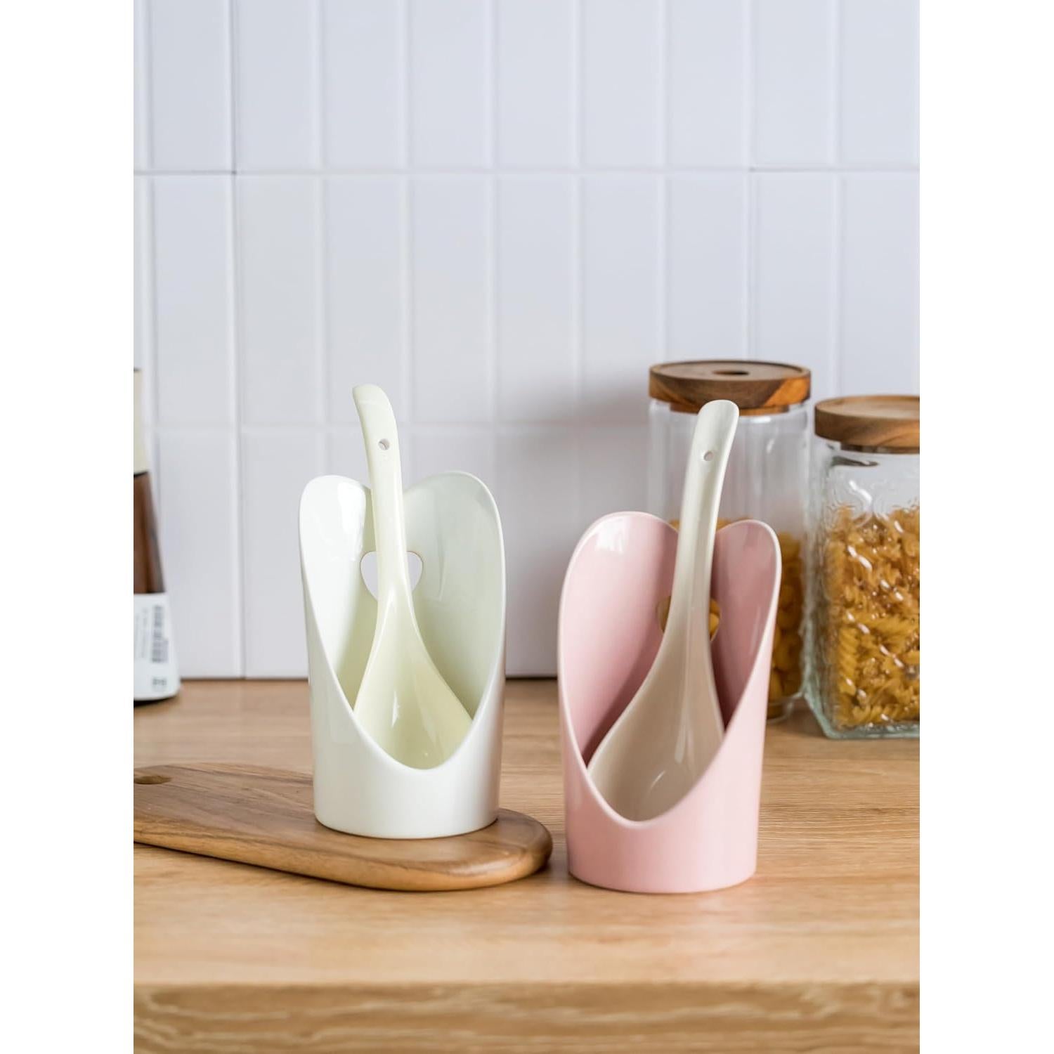 Soporte de Cuchara Vertical Gomakren Corazón Blanco 26.2 cm