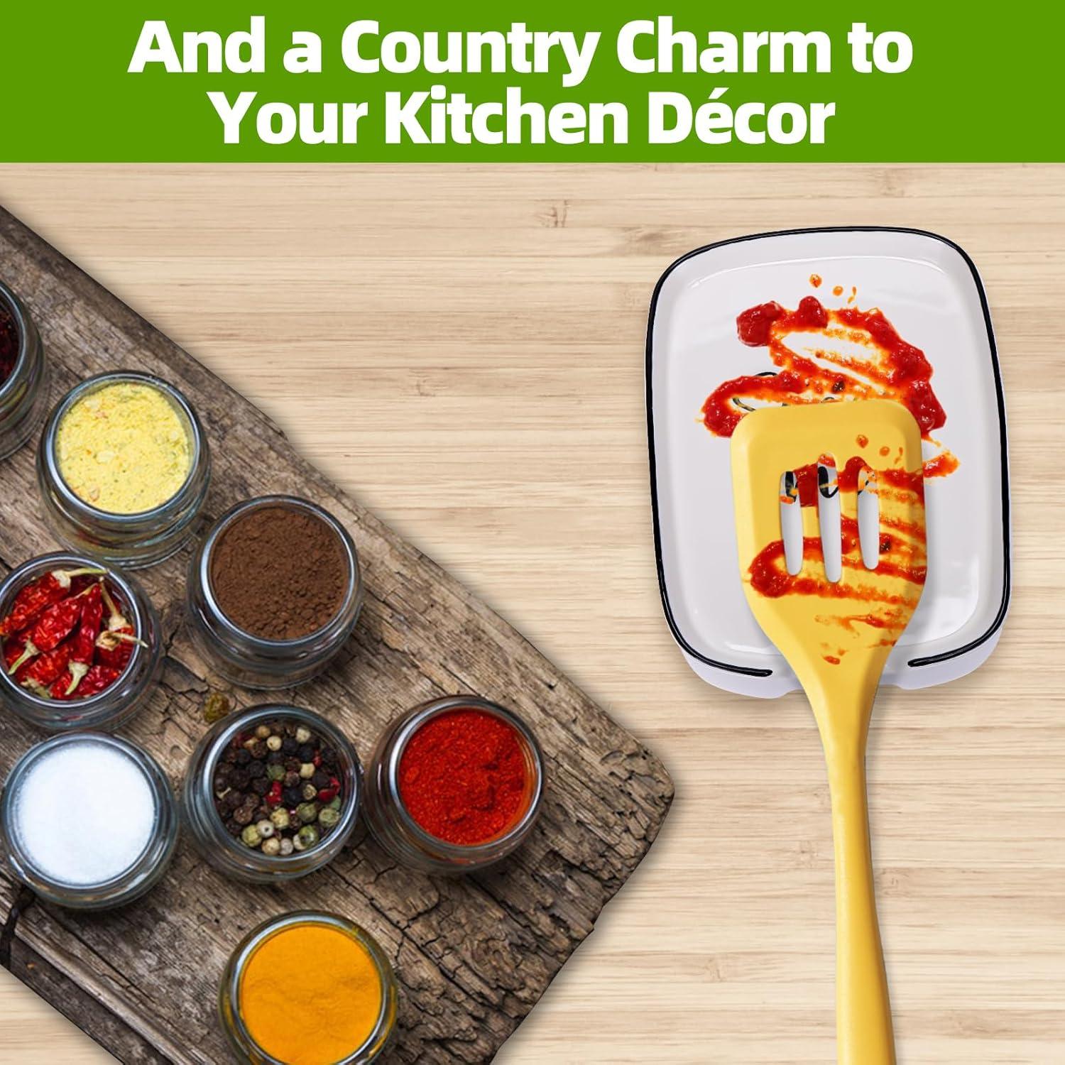 Juego de 4 Soportes para Cucharas Cerámica YENLNI Blanco