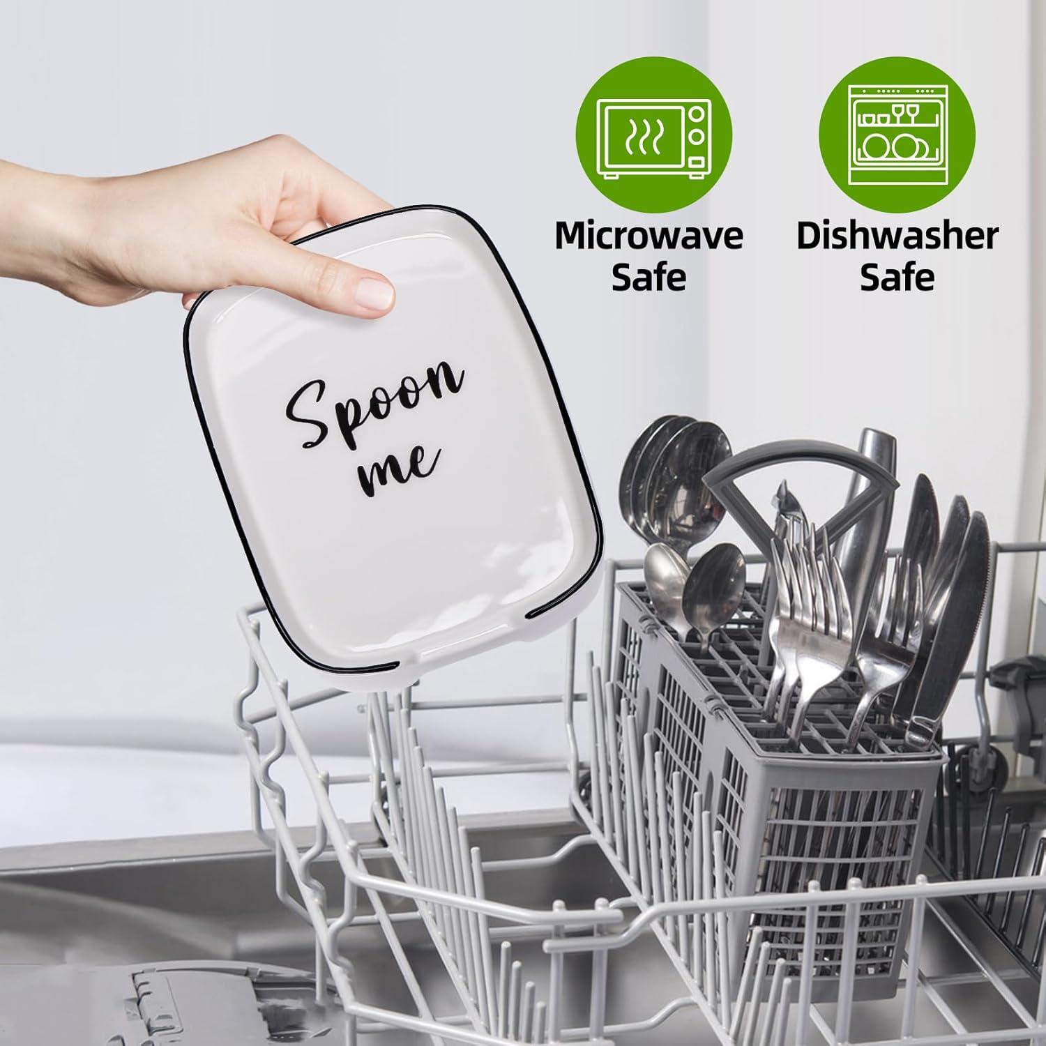 Juego de 4 Soportes para Cucharas Cerámica YENLNI Blanco