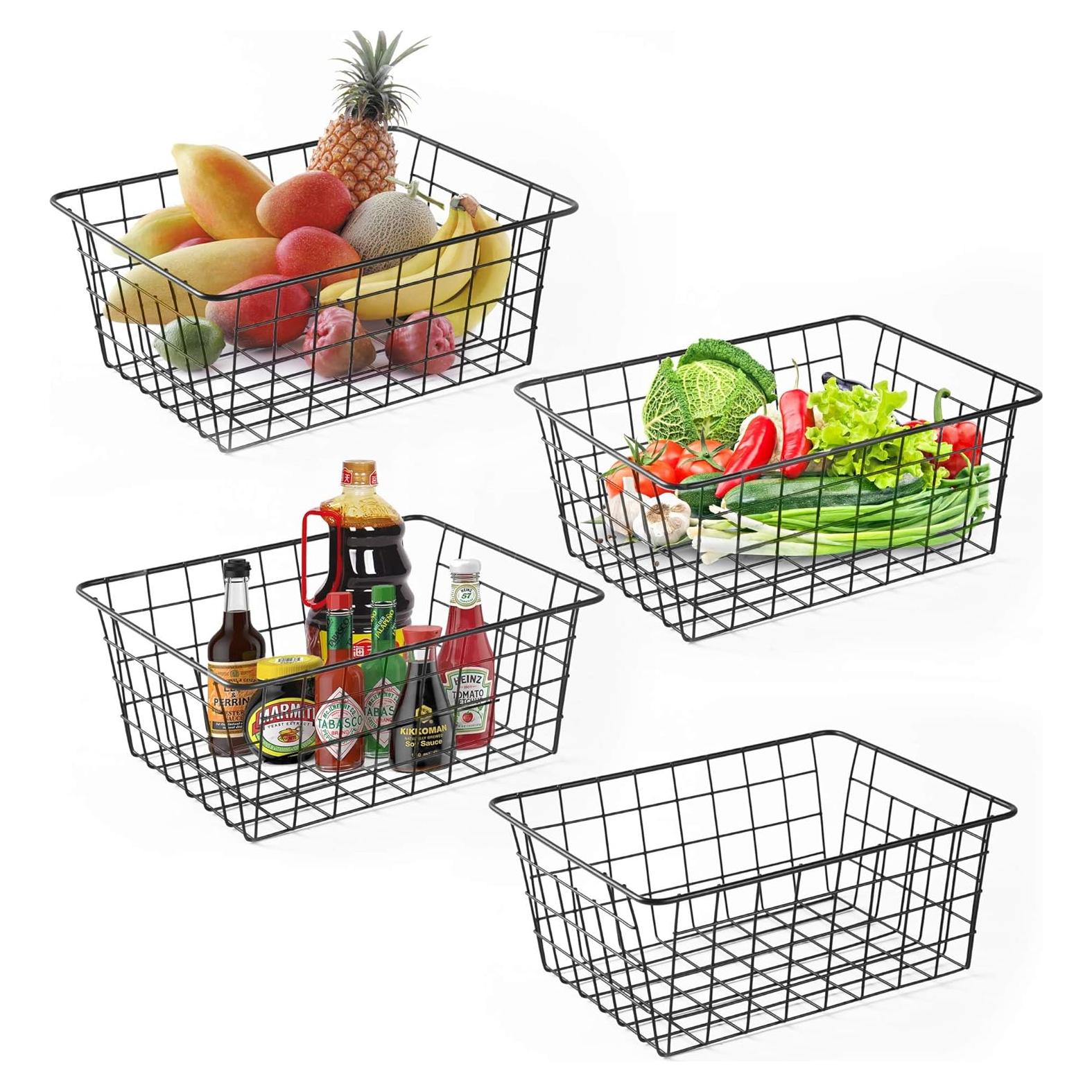 Cestas de Alambre Beimu 4 Pcs Mediano Negro para Almacenamiento