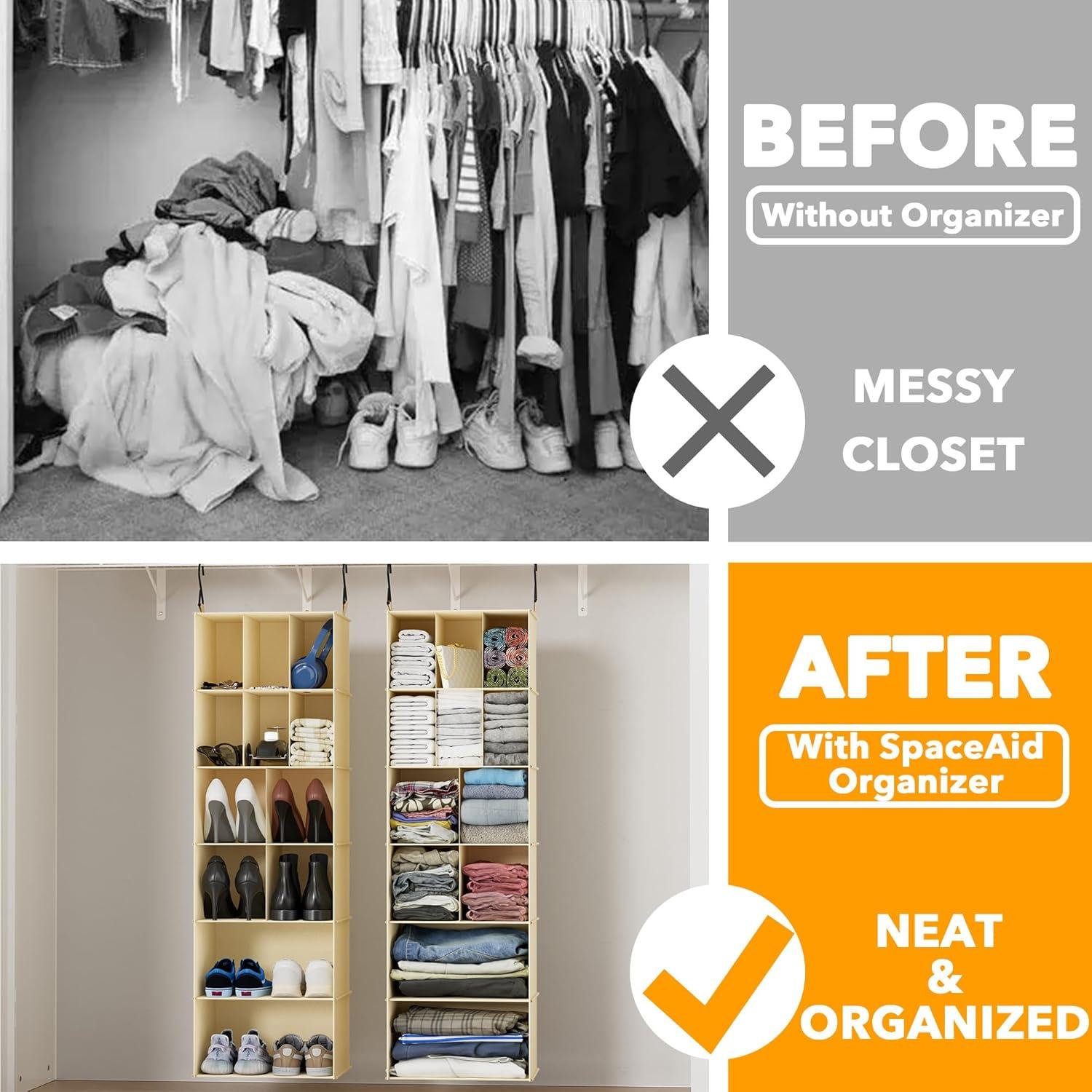 Organizador Colgante SpaceAid HCO-03 2 Pack Beige 6 Estantes