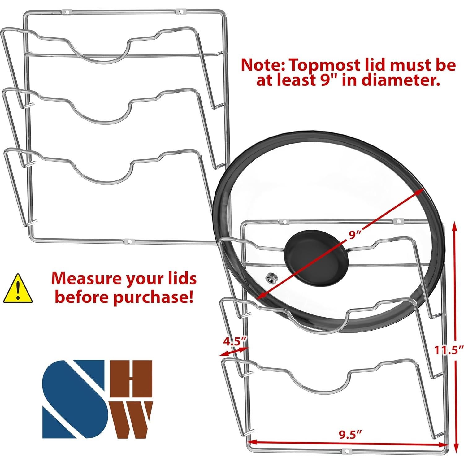 Organizador de tapas de olla Simple Houseware, Cromo, 2 estantes
