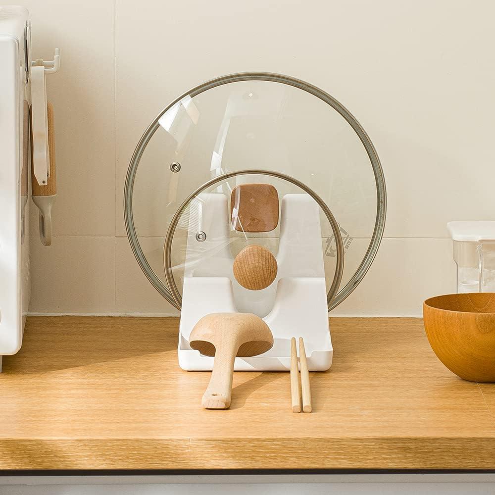 Organizador de Tapa de Olla Poeland, Soporte de Plástico 2 Capas