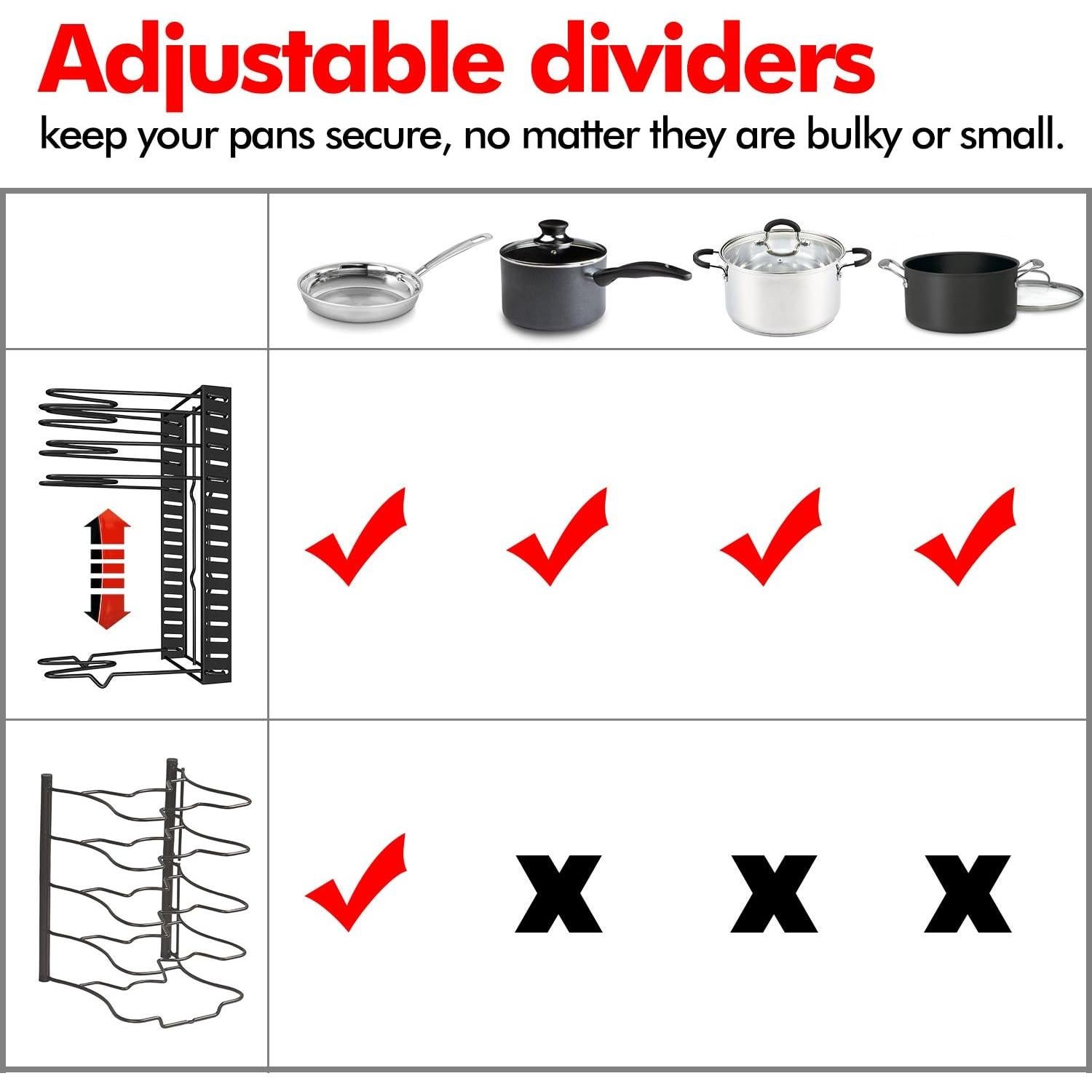 Soporte Ajustable para Ollas y Sartenes Vdomus - Organizador de Cocina