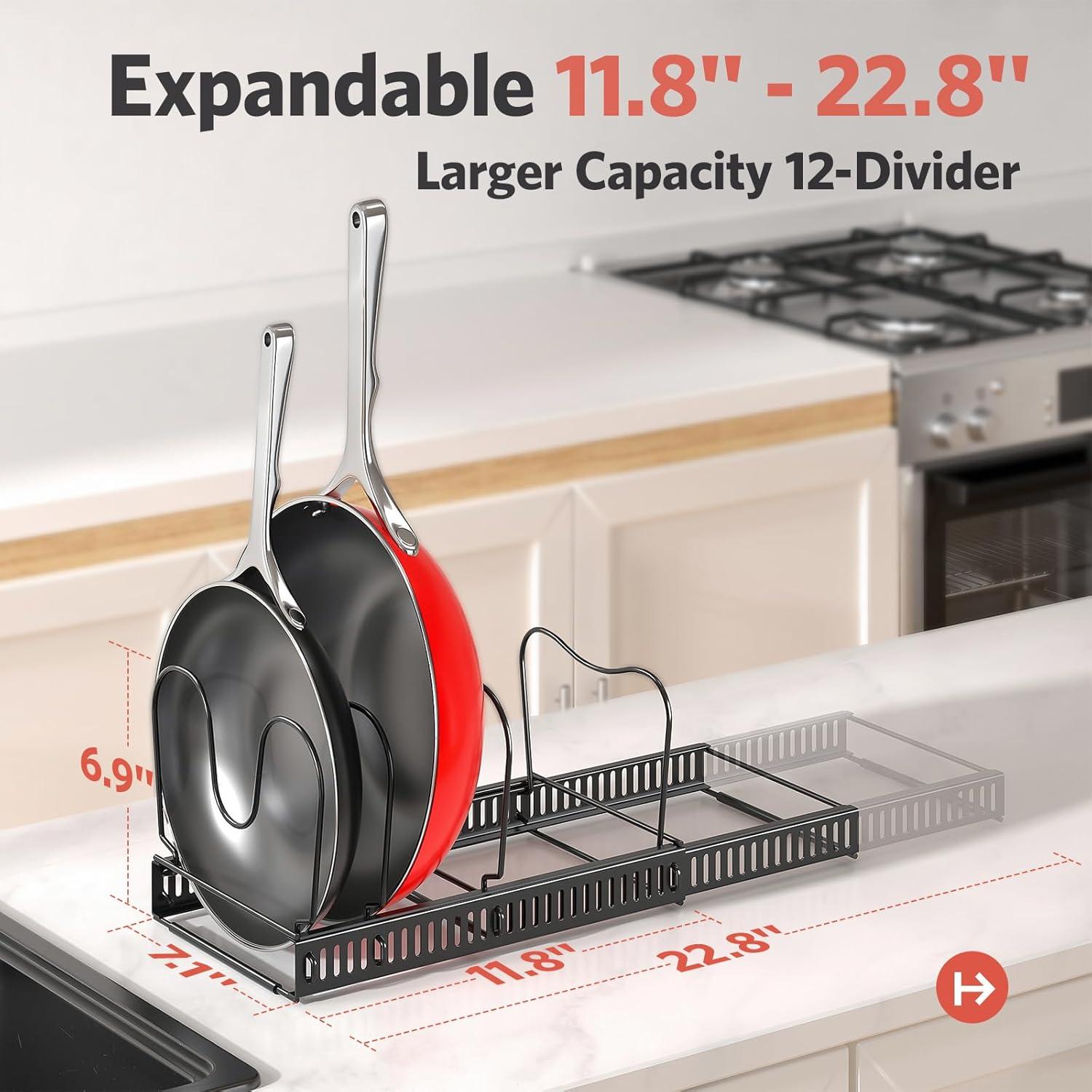 Organizador de Ollas y Sartenes ORDORA Expandible 30-58 cm 12 Divisores