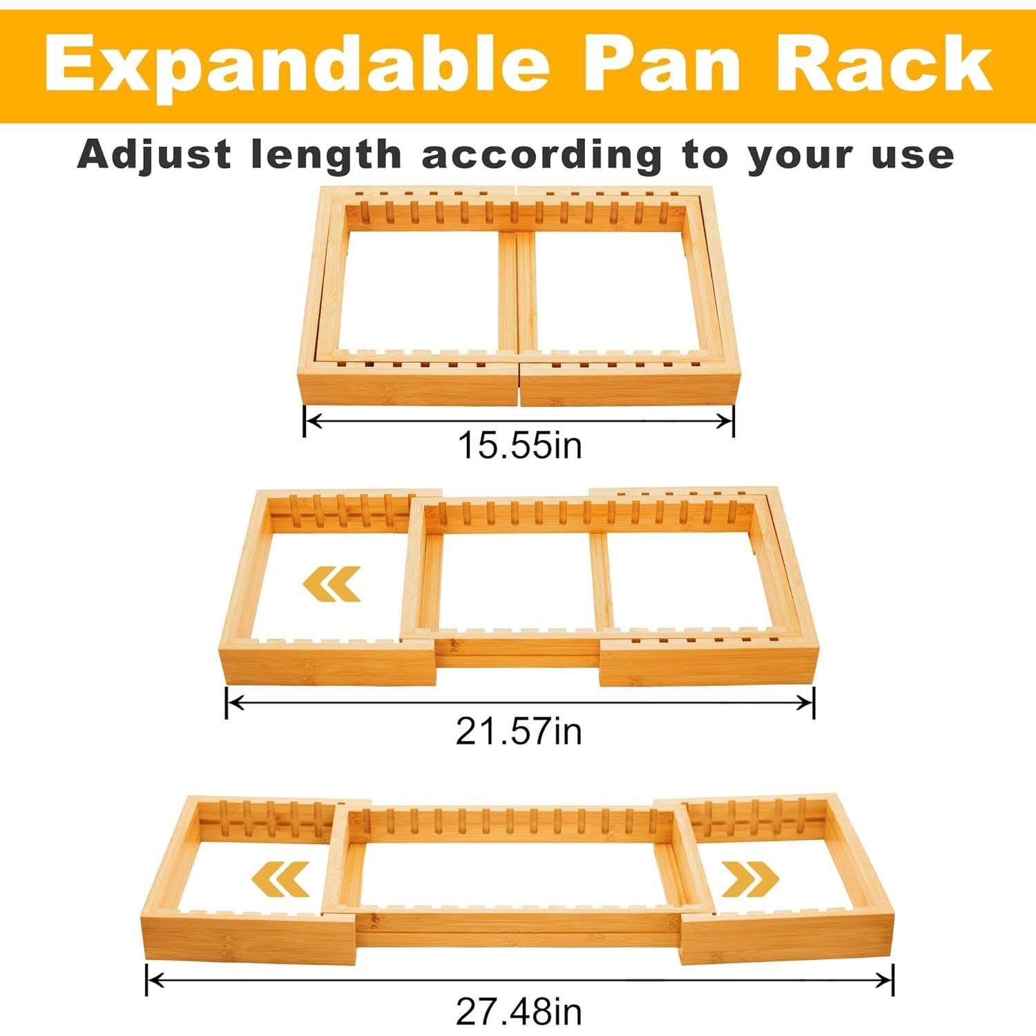 Organizador de Tapas de Olla Expandible MinBoo - Bambú Grande