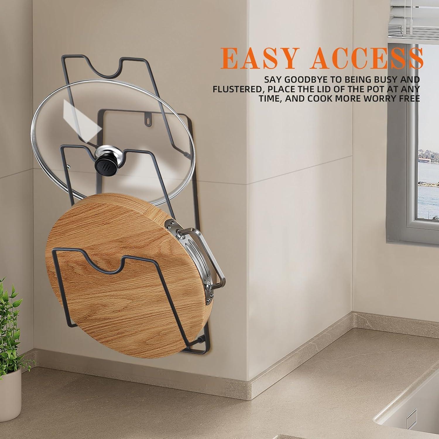 Organizador de Tapas de Olla BIATOE, Soporte 3 Niveles Negro