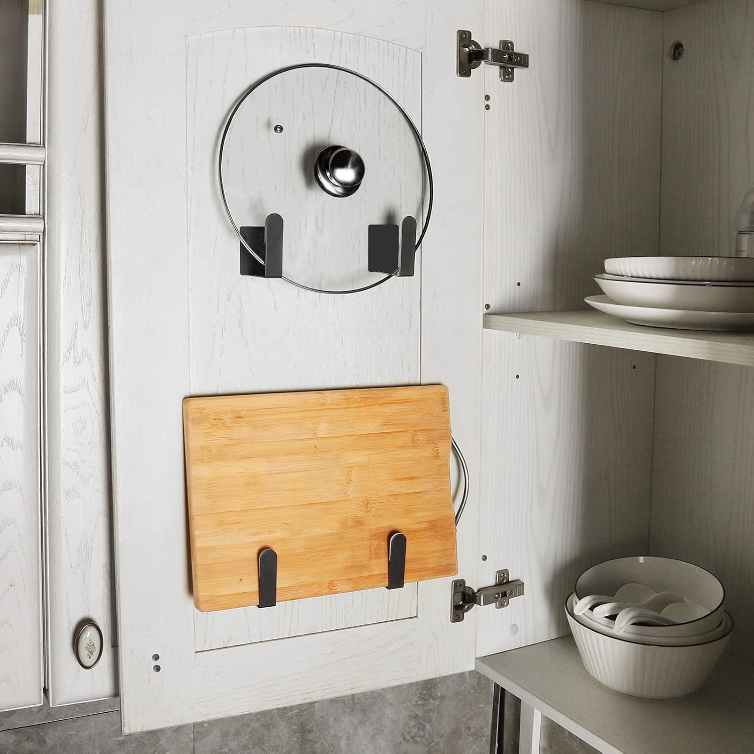 Soporte para Tapa de Olla YURINJEE Acero Inoxidable Ajustable Negro - Juego de 4