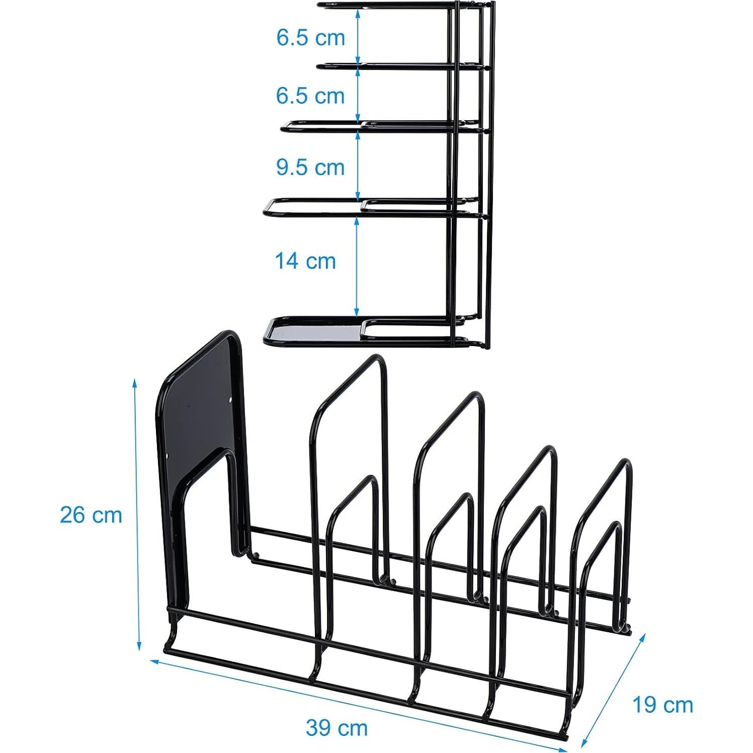 Organizador de Sartenes Toplife 5 Niveles Acero Resistente Negro