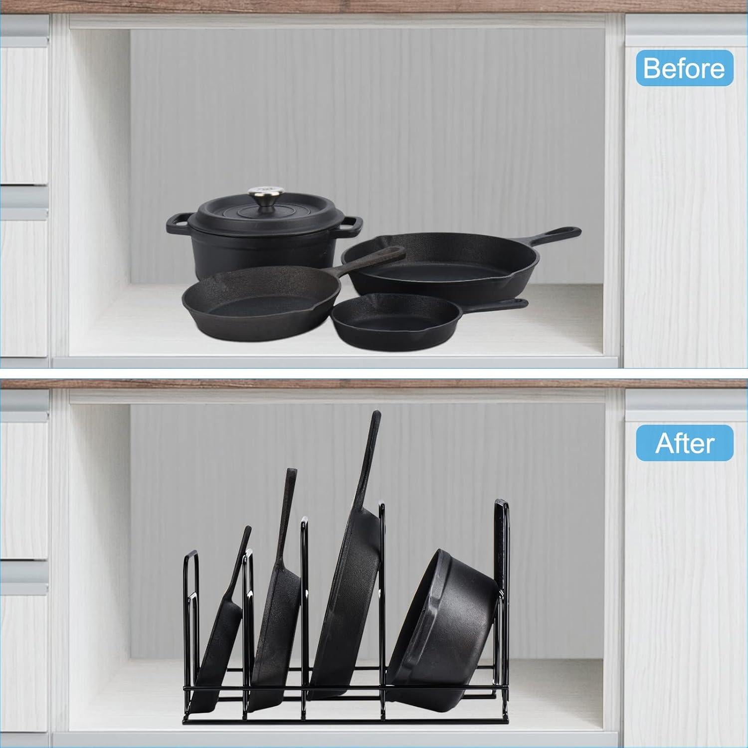 Organizador de Sartenes Toplife 5 Niveles Acero Resistente Negro