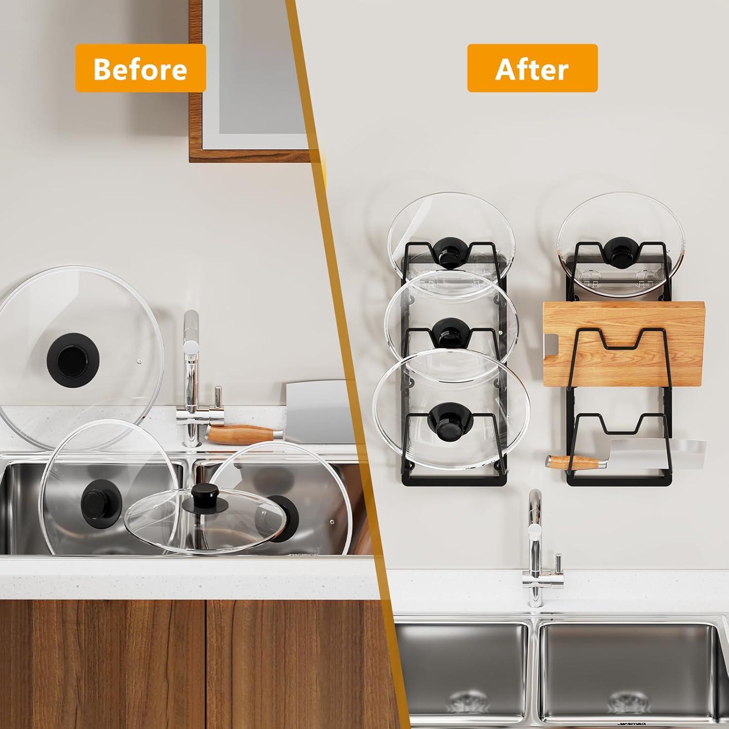 Organizador de Tapas de Olla FEZHI Ajustable 3 Niveles 16x10x37.5cm