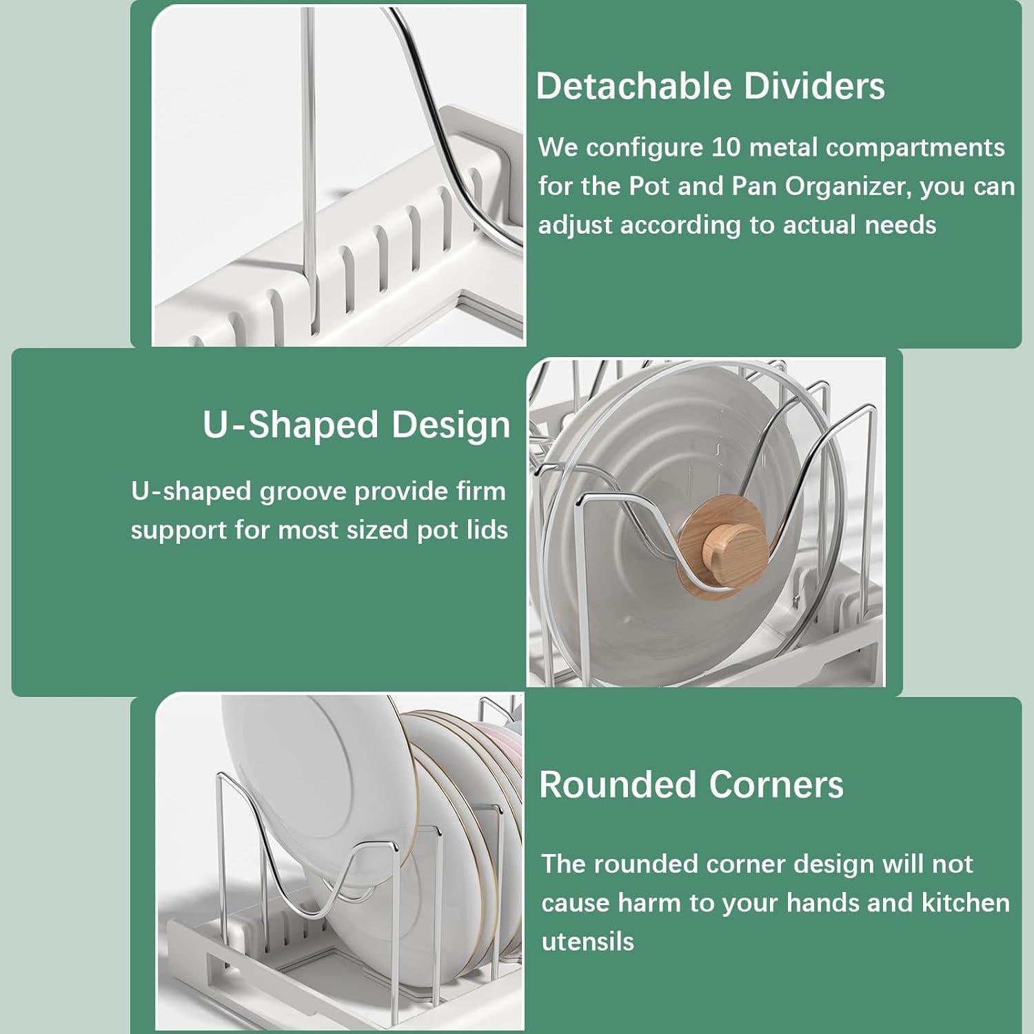 Organizador Expandible de Ollas y Sartenes KXSGKRR con 10 Divisores