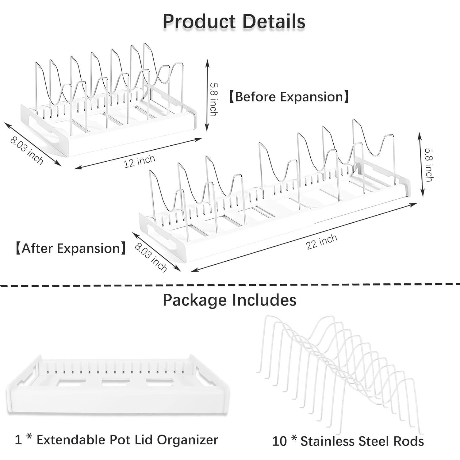 Organizador Expandible de Ollas y Sartenes KXSGKRR con 10 Divisores
