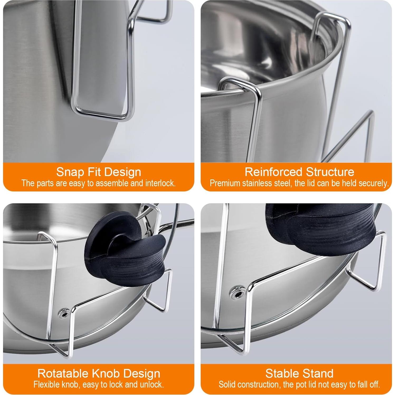 Soporte para tapa de olla de cocción lenta YiePhiot - Acero inoxidable - 2 paquetes