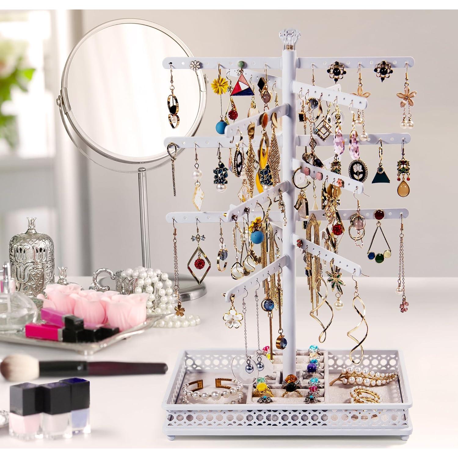 Soporte Organizador de Pendientes Meangood Blanco Rotatorio