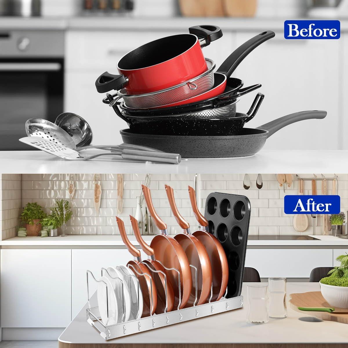 Organizador de Tapas JORETLE Ajustable Acero Inoxidable 1 Paquete