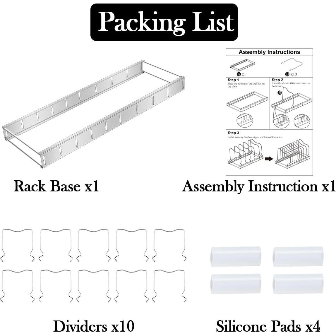Organizador de Tapas JORETLE Ajustable Acero Inoxidable 1 Paquete